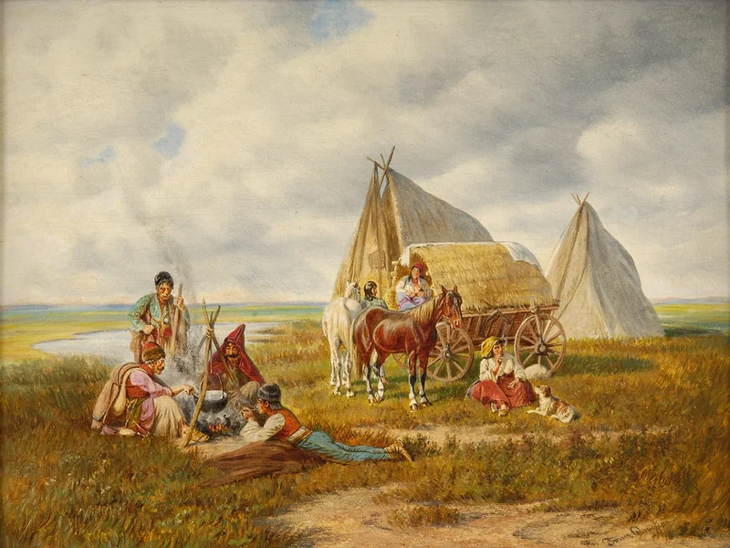 1844-Franz Quaglio - Una sosta nella Puszta